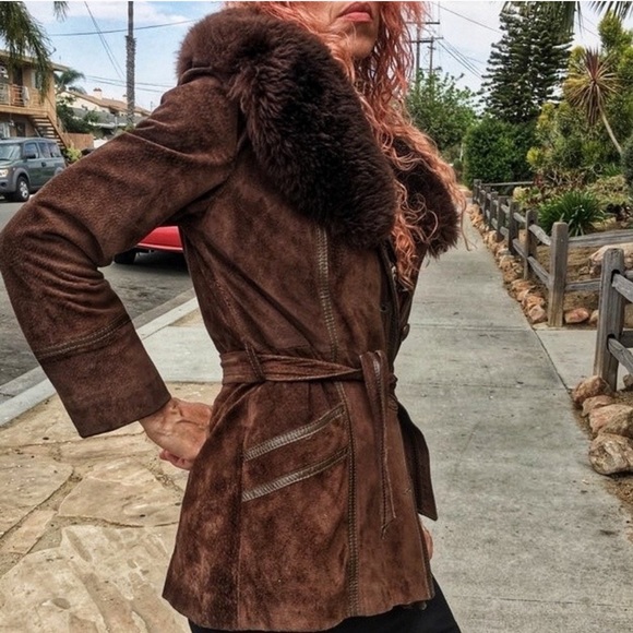 Jackets & Blazers - brown suede penny lane coat mongolian fur Jackets & Blazers - brown suede penny lane coat mongolian fur